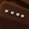 925 Sterling Silver Inlaid Shiny Zircon Heart Earrings for Women Korean Small Sweet Jewelry