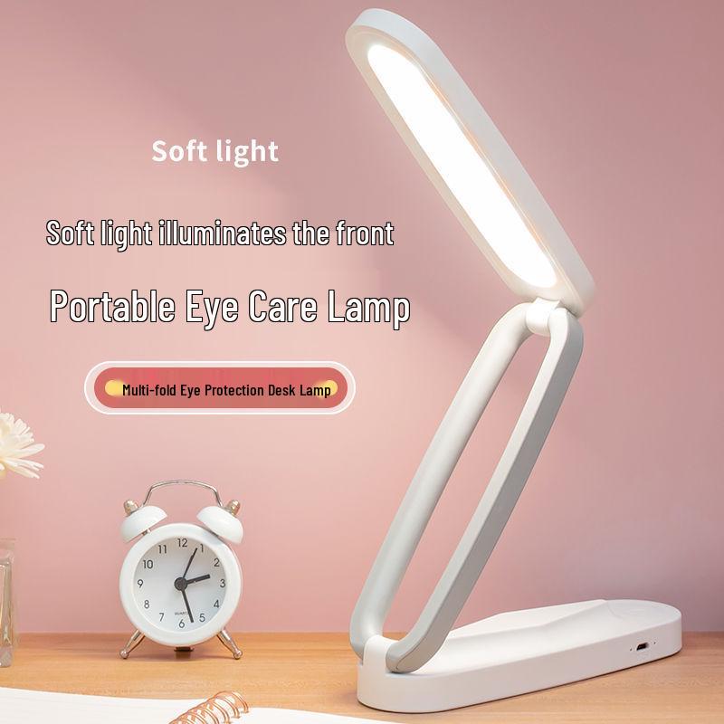 USB Rechargeable Folding LED Desk Lamp - Eye Protection Study & Reading Light for Students