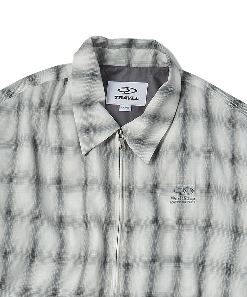 Travel Check Collared Piping Jacket Grey