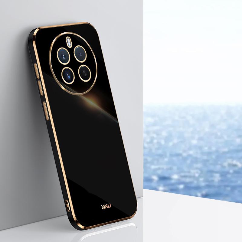 

XINLI For Realme 12 4G/12+ 5G/Narzo 70 Pro 5G Case Bump Proof TPU Electroplated Phone Protector Black