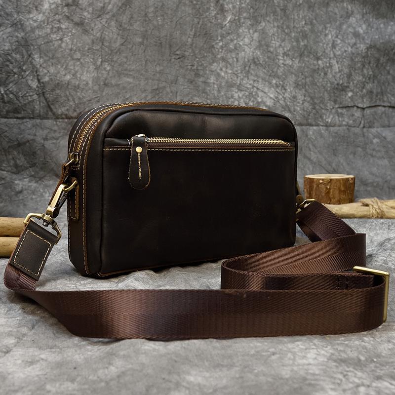 Genuine Leather Clutch Bag Of Men Male Long Hand Bag Crazy Horse Leather Day Clutches For 6" Cell Phone With Wrist Belt
