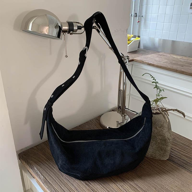 Niche Lazy Suede Dumpling Bag Korean Fashion Simple Casual Versatile Messenger Bag Croissant Bag