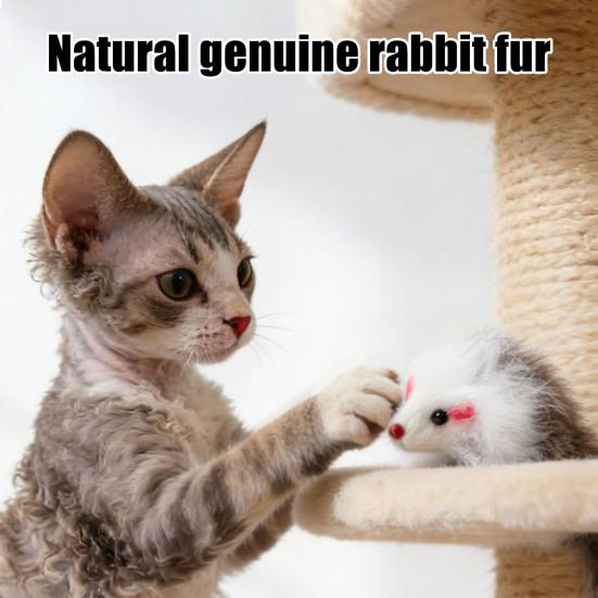 Furry Mouse Cat Toy Crinkle Toy Realistic Plush Paper Mice Mouse Chew Toy Interactive Kitten Toy