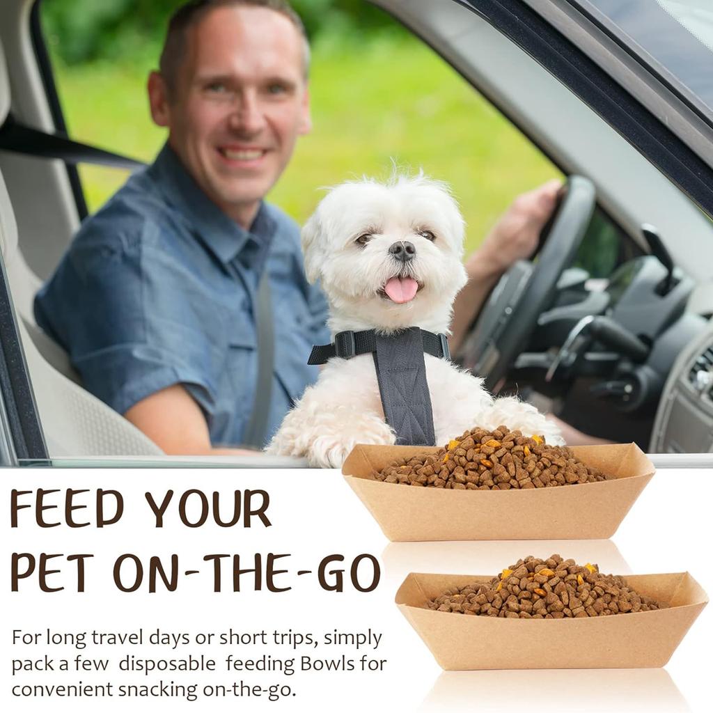 50PCS Kraft Paper Pet Bowl  Disposable Design Multiple Uses Pet Bowl  for Small Cat Dog Kitties