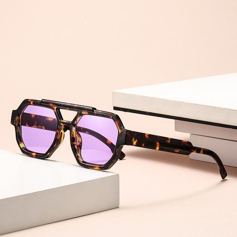 Vintage Men Double Bridges Eyewear Polygon Square Women Sunglasses Fashion Luxury Designer Eyewear Men Sun Glasses Uv400