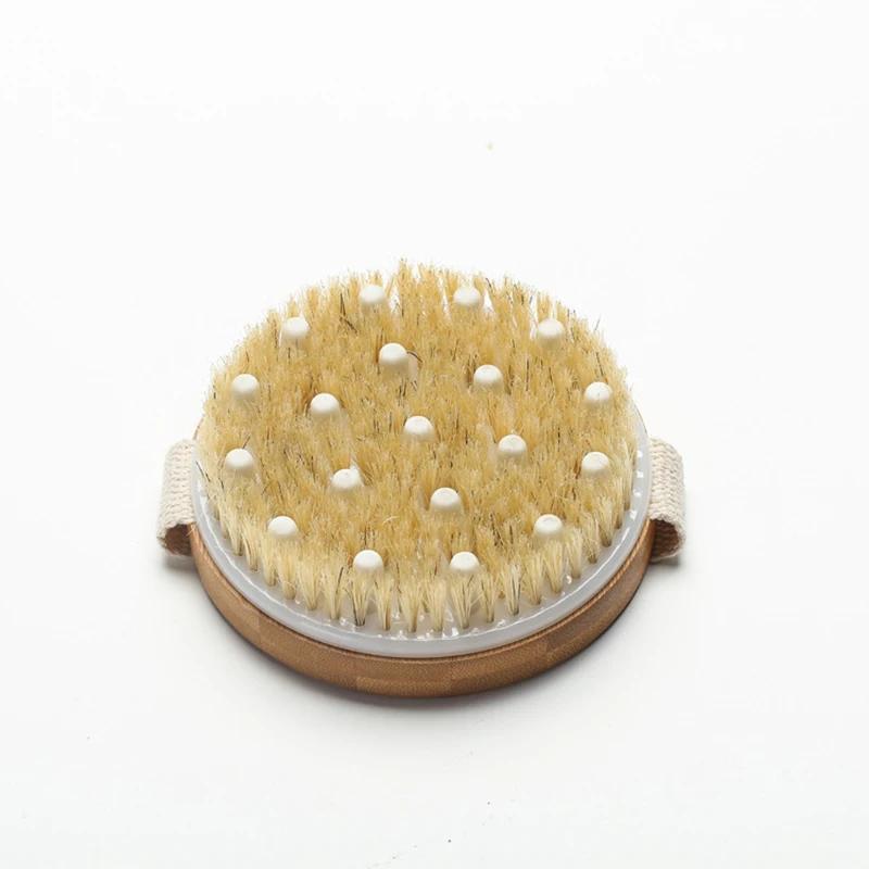 Body Brush Natural Boar Bristle Organic Dry Skin Massage Body Brush Bamboo Wet Back Shower Brushes Exfoliating Bathing Brush