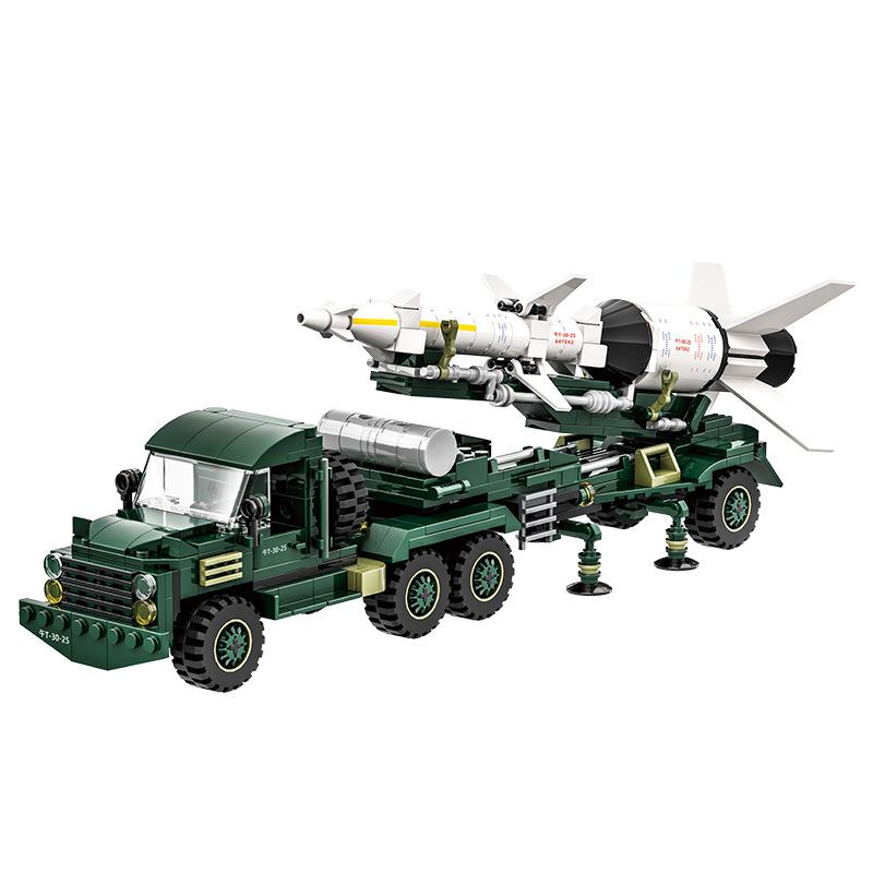 Wange Military Armored Anti-aircraft Missile Transport Vehicle Model Building Block Toy Set Compatible with Bricks Children's Birthday Gift No.4512