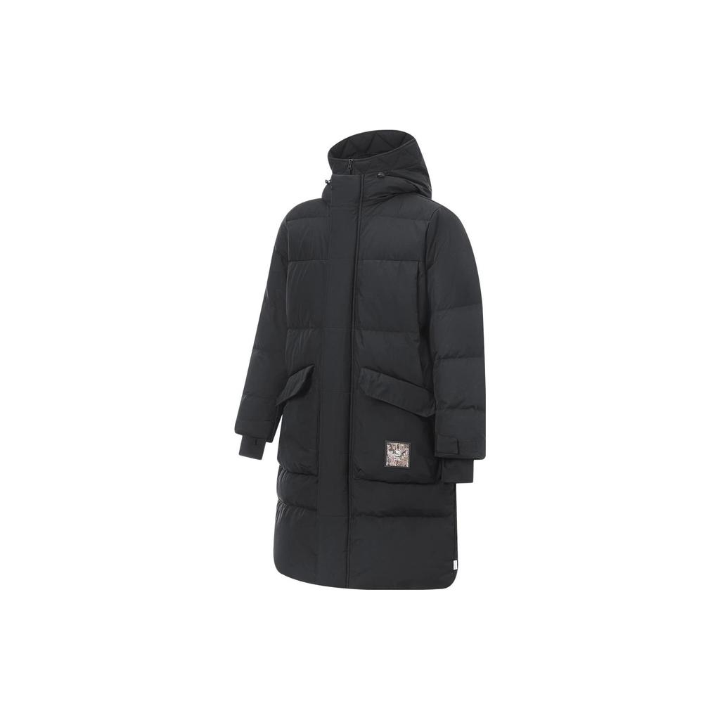 Li-Ning Badfive Series Letter Zipper Hooded Breathable Long Sleeve Down Jacket Men Jackets Black AYMT143-1