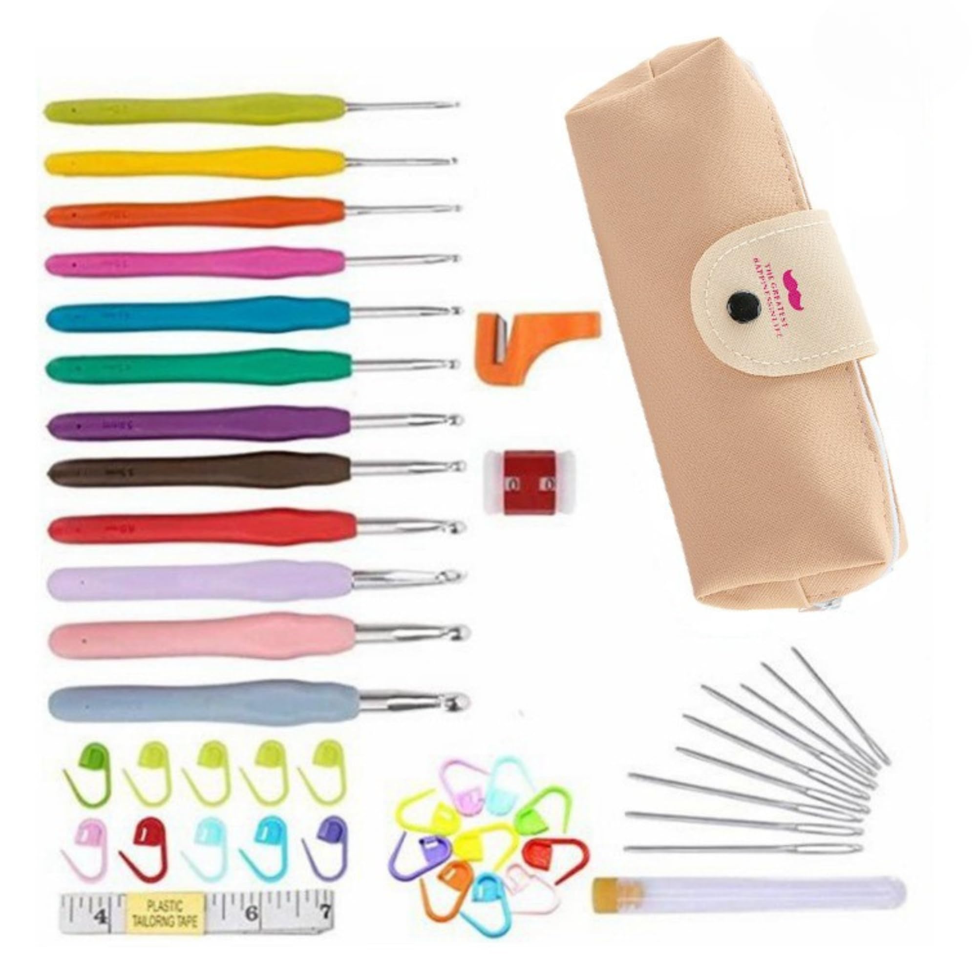 

NASSIA 45-Piece Crochet and Knitting Hook Set, Crafts, Knitting, DIY Tools, Case, and Accessories Included (Pink)