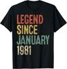 Legend January 1981 45th Birthday 45 Year Old Unisex T-Shirt