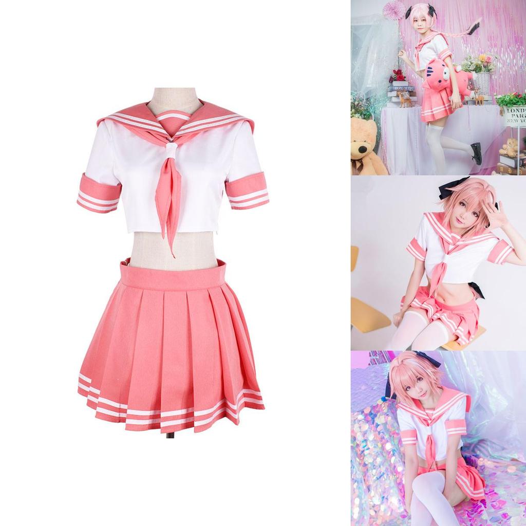 Vibrant Fgo Apocrypha Astolfo Cosplay Costume Stunning Pink School Uniform Outfit