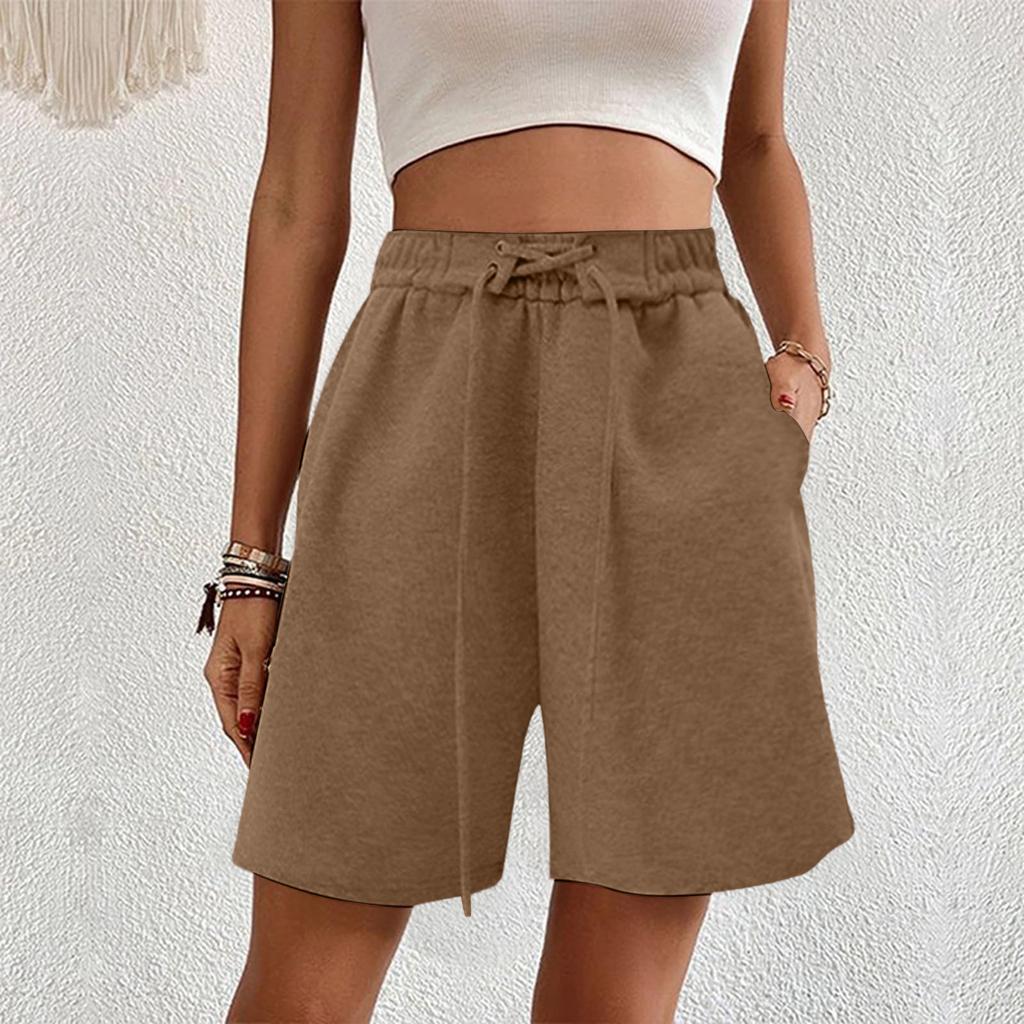 Women's Casual Wide-Leg High-Waisted Slimming Lightweight Drawstring Shorts