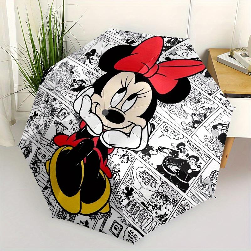 

Minnie Mouse,Comic Strip Themed Automatic Opening and Closing Folding Umbrella, Reinforced 8 Ribs, Compact Travel Design, Fashionable Foldin