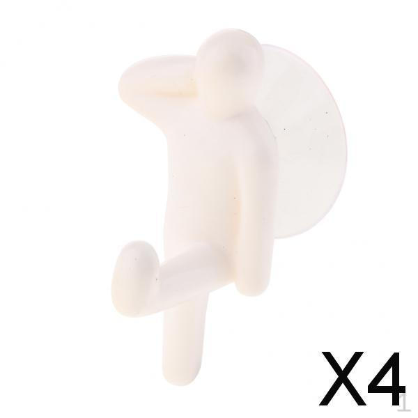 4xColorful Towel Holder Hanger Suction Cup Hooks For Bathroom Kitchen White
