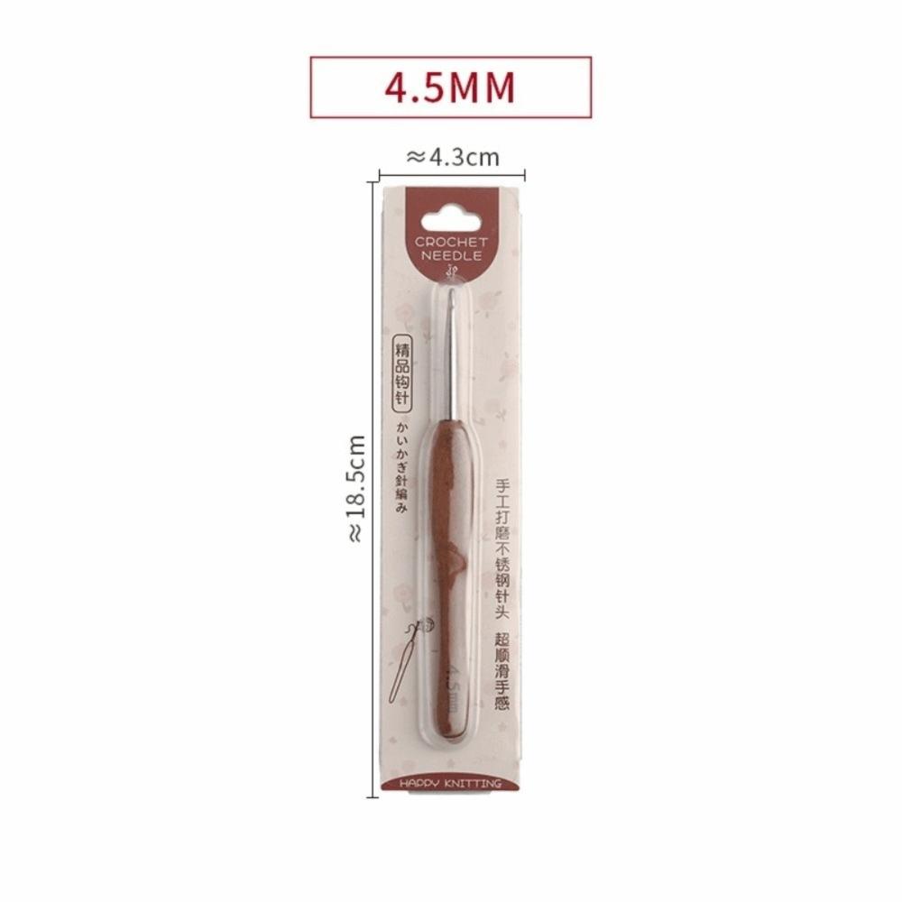 Sandalwood Handle Crochet Hook Handmade Crafts Stainless Steel Crochet Hook  Doll Weaving Tool