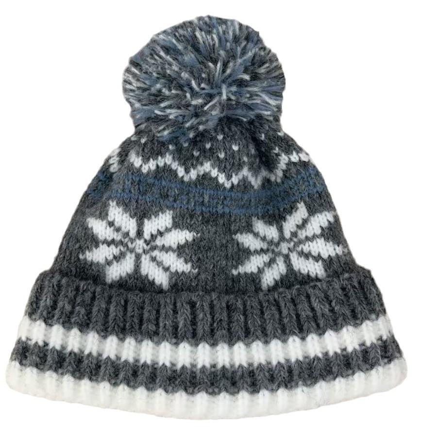 New Year Red Knit Hat Christmas Warm Ear Hat Sweet Hairball Wool Hat