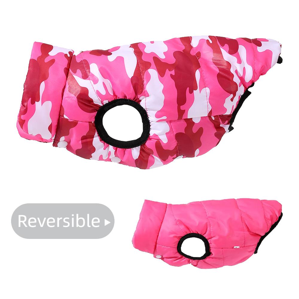 

Пальто для питомца Зимняя теплая одежда для маленьких собак Кошек Двусторонняя Ветрозащитная Легкая Куртка Жилет для щенка Йоркширский терьер Шнауцер Костюм XS розовый