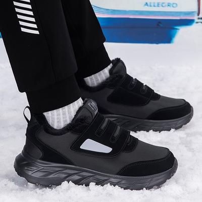 Men's Winter Warm Snow Boots Non-Slip Short Ankle Booties With Faux Fur Lining Comfortable Outdoor Work Sneakers Casual Walking Loafers Shoes for Men