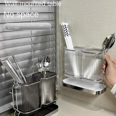 Organizzatore per posate da cucina a parete, leggero, di lusso, porta bacchette e cucchiai, scolapiatti in acciaio inossidabile