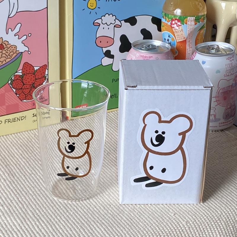 

Хан Инс Мультяшный Коала Медведь Стекло, Высокотемпературное Простое Молочное Стекло, Кофейная Чашка, Нишевый Креативный Подарок 470ml