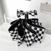 Automatic high-value black and white checkerboard advanced sense sunshade vinyl sun umbrella sunscreen