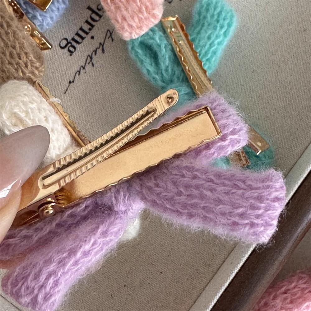 2Pcs/set Korean Winter Knit Bow Hair Clip Fashion Crochet Barrettes for Schoolgirl Cute Hair Accessories All-Match Headwear