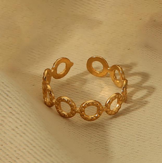 Inel deschis contemporan european și american din oțel inoxidabil placat cu aur de 18k pentru femei - Bijuterii versatile, elegante cu personalitate