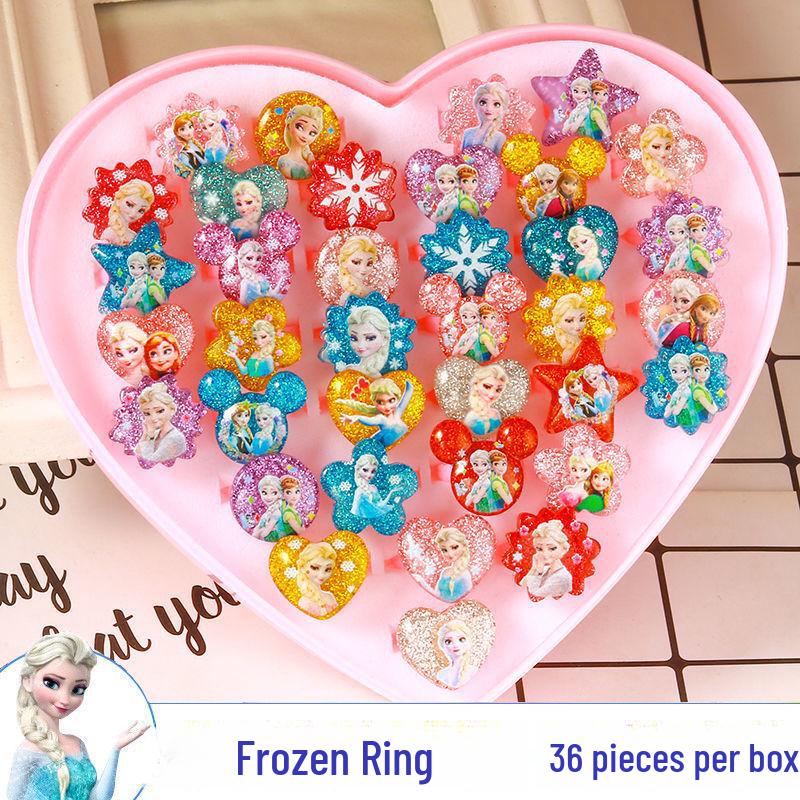 Inele de cristal cu desene animate prințesă pentru fetițe - Cadou de bijuterii pentru copii