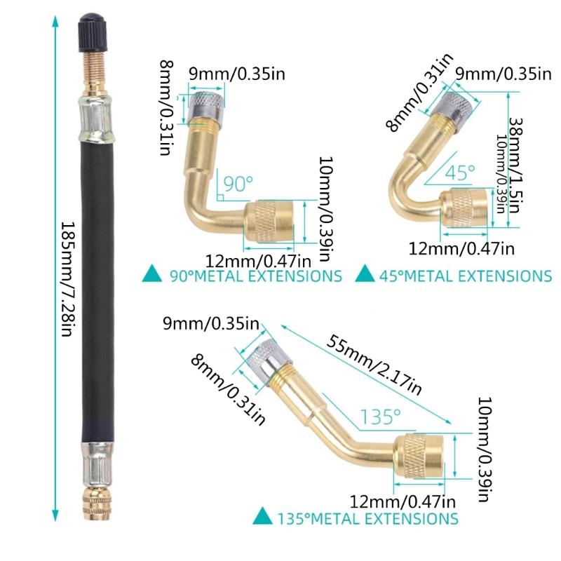 Rallonges Flexibles pour Valves de Pneus, Jeu de Rallonges pour Pneus de Véhicules, Voitures et Camions