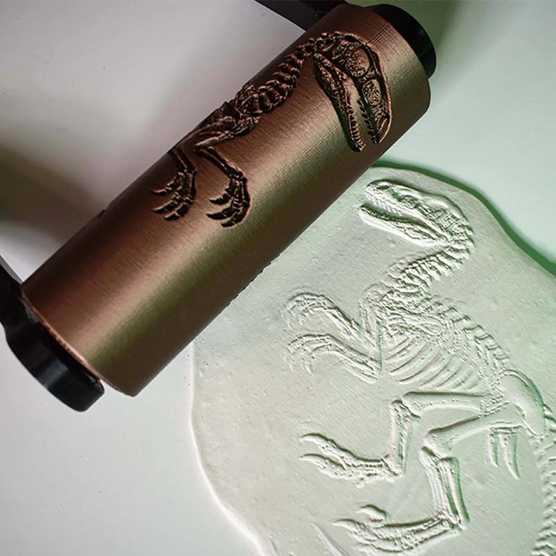 [Y]Big Size Texture Rollers Fossil Skeletons Design Retro Embossing Roller For Soft Clay, Ultra-Light Clay, Pottery DIY Crafts