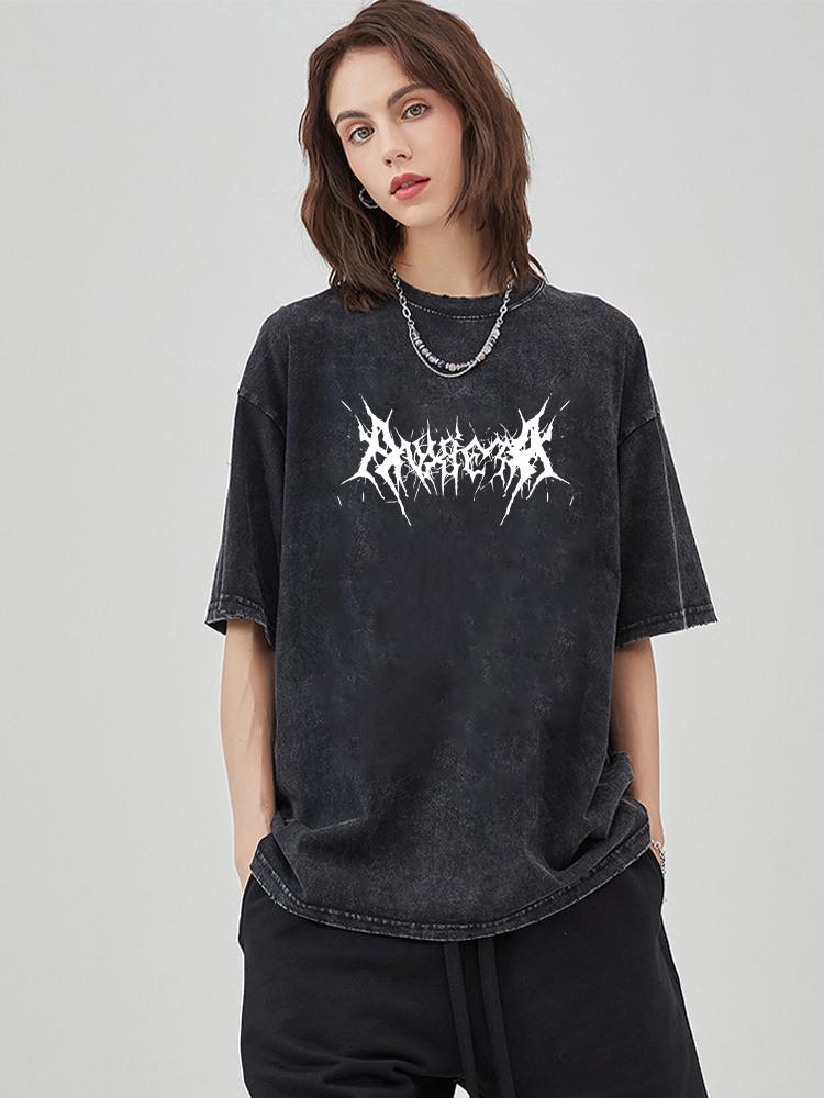 Washed Cotton T Shirt Women Vintage Cotton T-shirts Harajuku Gothic Streetwear Soft Tees Girl Loose Fashion Print Tops Unisex