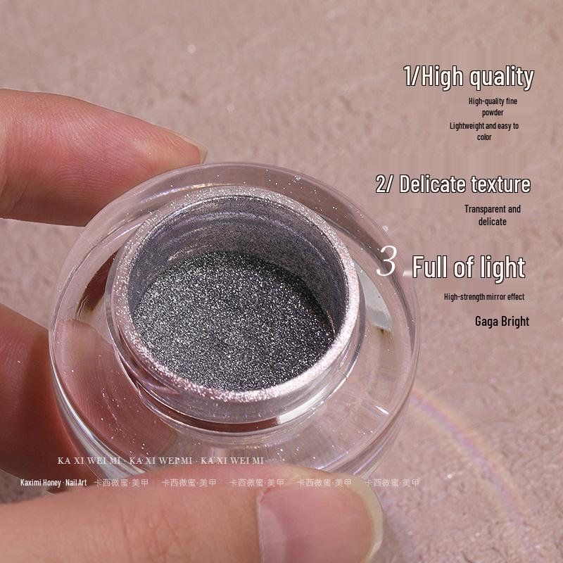 Kaxiewei Nail Art Mirror Powder - Clear, Whitening Silver, Translucent Finish, Salon Exclusive