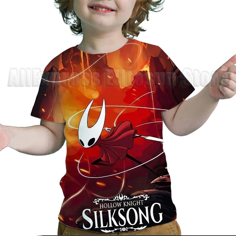 Kids Hollow Knight Silksong T-shirts Fridge Magnet Boys Girls T Shirts Child Cartoon Tshirt Camiseta Summer Toddler Tee Costume