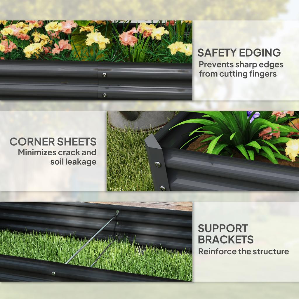 180 x 90cm Galvanised Steel Open Planter - 84H-211V00CG