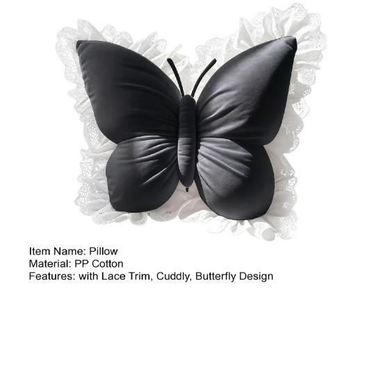 Butterfly Throw Pillow Decorative Butterfly Pillow with Lace Trim Princess Style Stuffed Pillow for Living Room Bedroom Sofa Home Decor