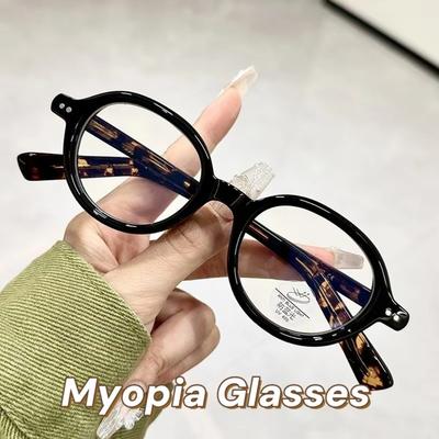 Ochelari de damă ovali leopard anti lumină albastră pentru miopie, cu ramă mică nouă, HD, ochelari pentru miopie, retro, cu lentile clare, 0 la -4.0