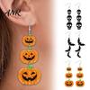Halloween Acrylic Earrings for Women 1 Pair Women, Gothic Dangle Earrings, Retro Statement Holiday Party Spooky Bat Pumpkin Skeleton Drop Favors