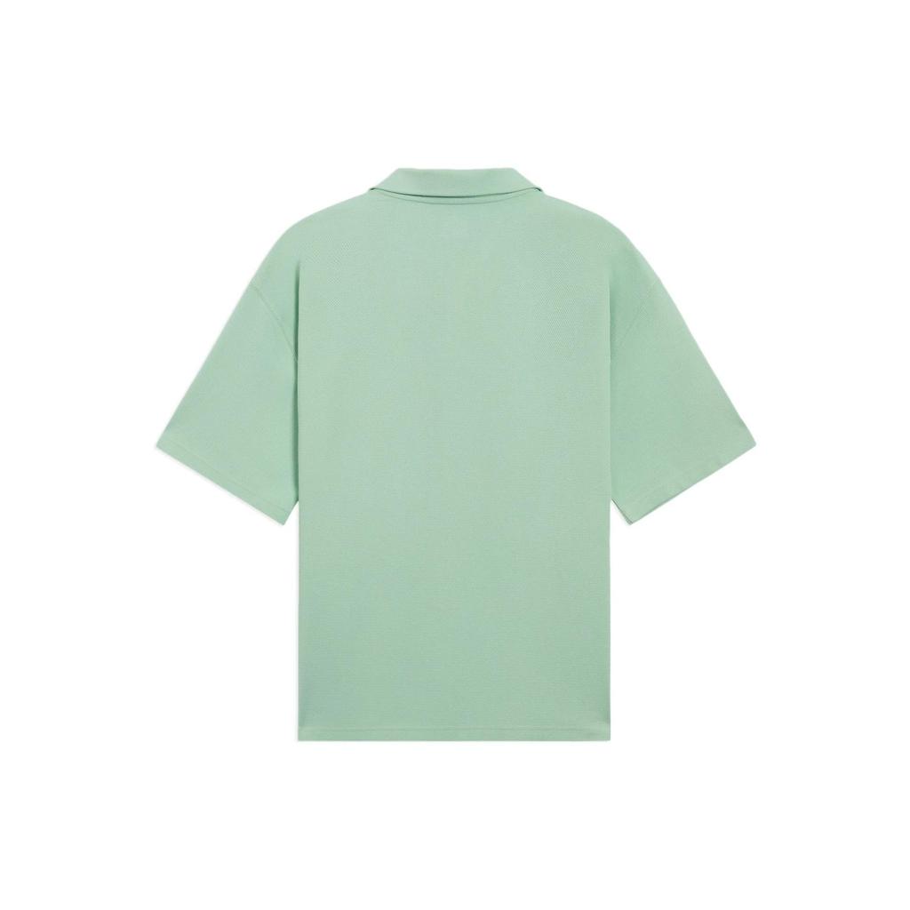 Li-Ning Plain Text Logo Half-Zip Loose Short Sleeve Polo Shirt Unisex Polo Shirts Light-Leaf-Green APLS018-3