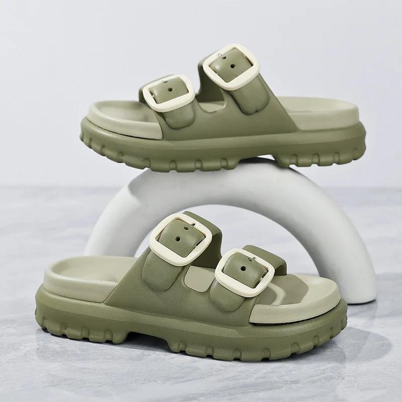Fashion Black Platform Sandals Summer Beach Unisex Sandals  Wear Outside Slippers Indoor Sandals Fashion Women Shoes Outdoor Men Shoes