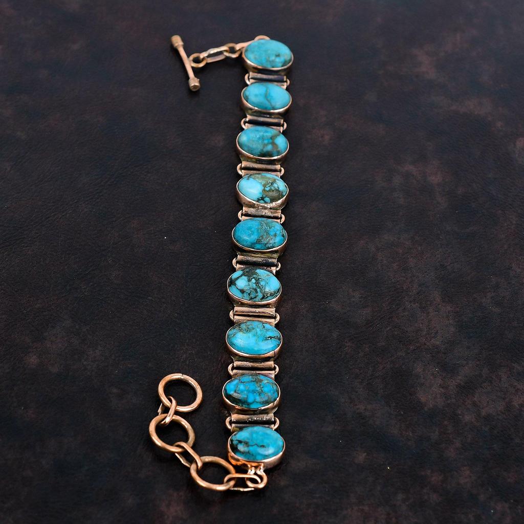 Tibetanischer Türkis Armband Kupfer verstellbare Kettenarmband handgefertigter Schmuck Natursteinarmband fantastischer Kupferschmuck Geschenke für Ehefrau