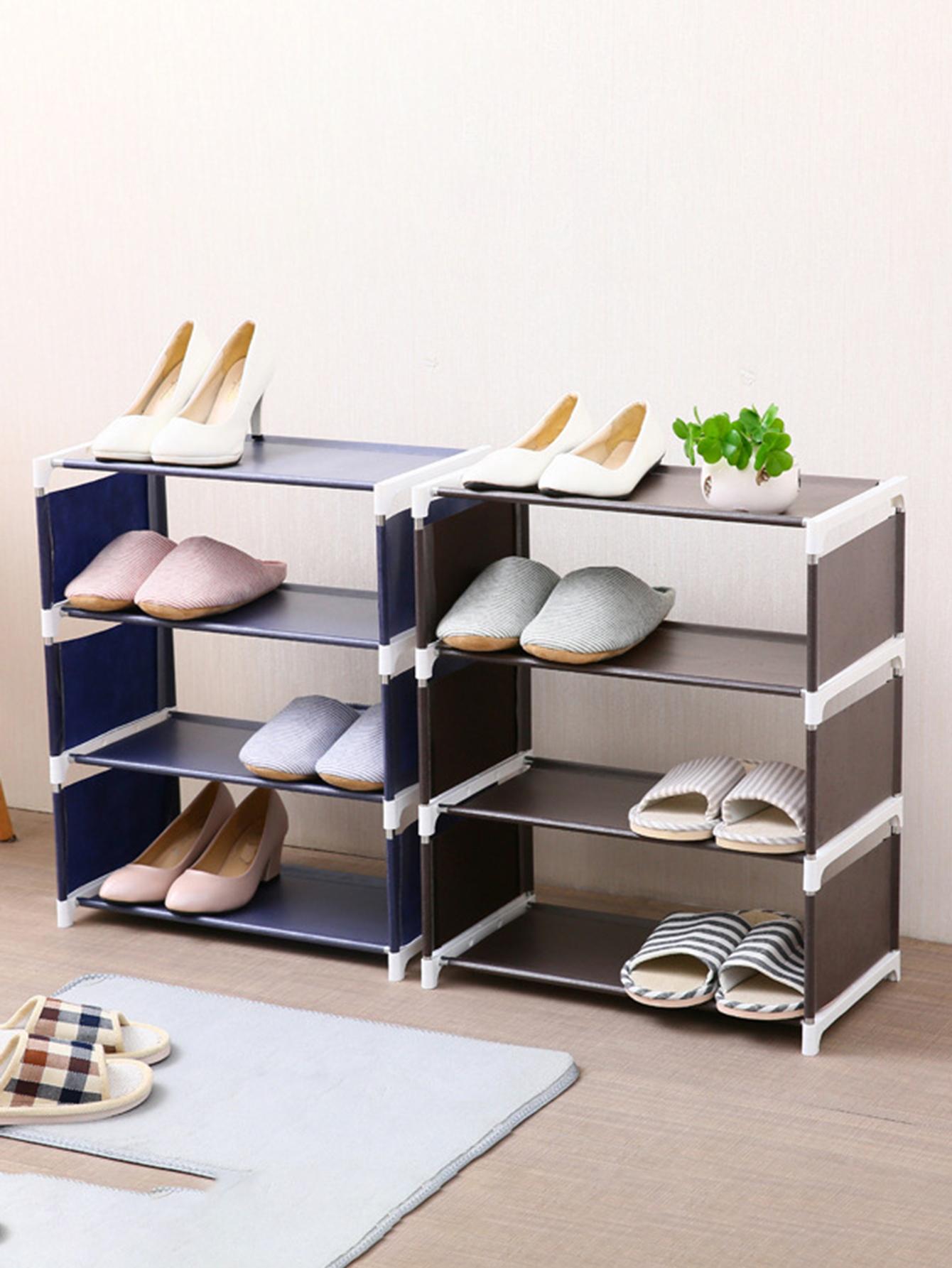 

Нетканый тканевый обувной стеллаж, Четырехъярусная сборка, Многофункциональная полка для хранения для дома, общежитий и общежитий