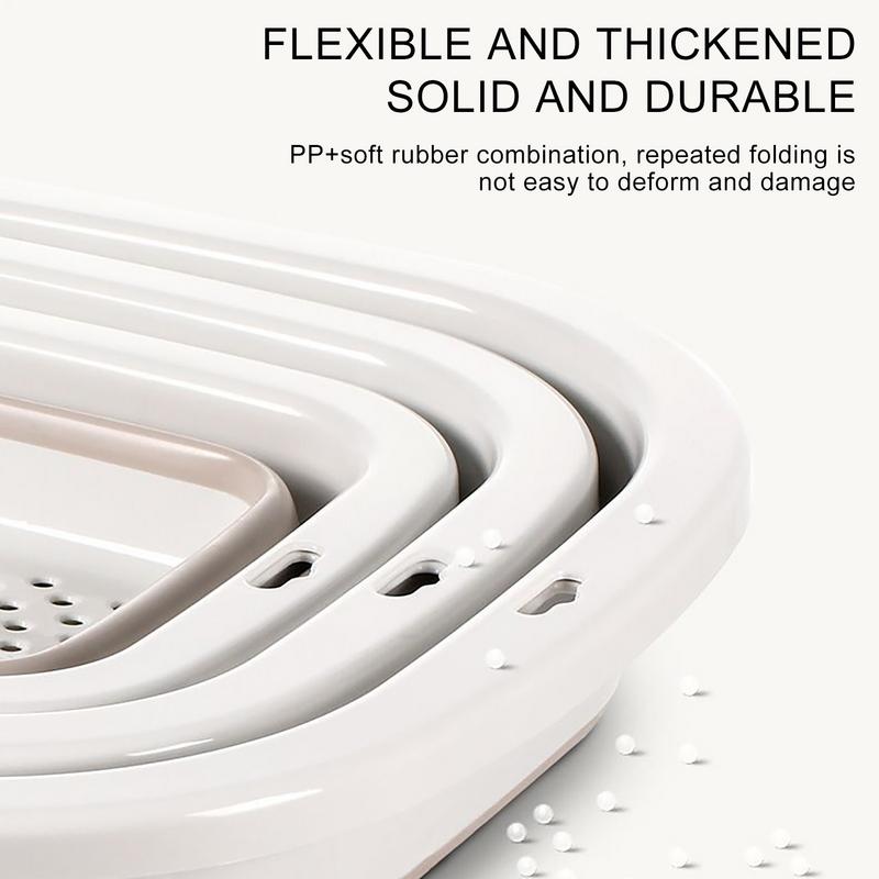 Colander For Kitchen Folding Colander Bowl Strainers For Kitchen Double Layer Washing Basket Fruit Bowl Pasta Drainer Cleaning