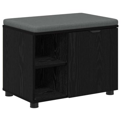Hallway Bench with Cushion and Shelf Black Oak 60 X 38 X 46 Cm