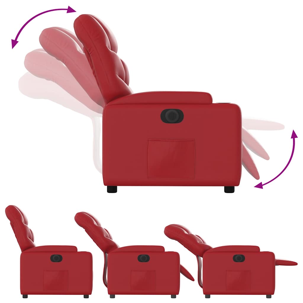 Electric Recliner Chair In Red Synthetic Leather