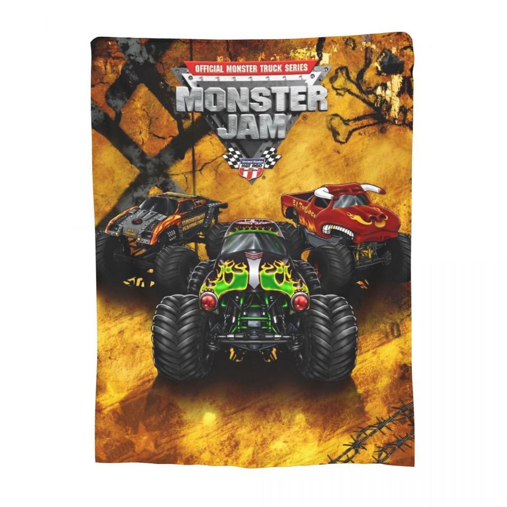 Monster Jam Grave Digger Truck Blanket Cover Wool Throw Blanket Home Couch Printed Soft Warm Bedsprea