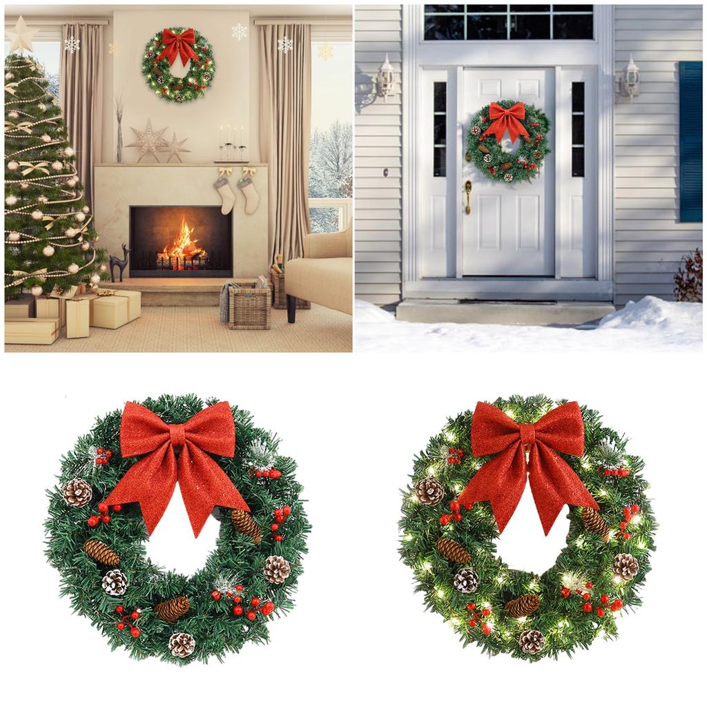 Artificial Wreath for Front Door Party Table Centerpieces Light up Christmas Wreath for Indoor and Outdoor Decoration