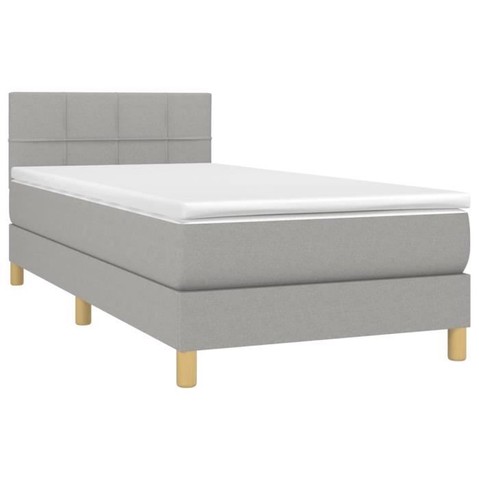 3140585 vidaXL Divan Bed with Mattress Light Grey 90x200 Cm Fabric