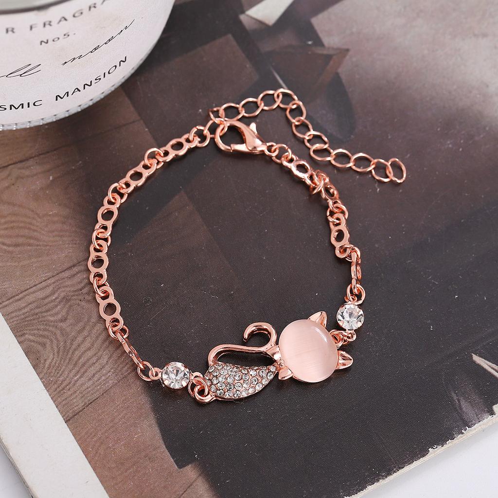 b36 Lovely Cat Pendant Princess Style Women Minimalist Ladies Bangle Bracelet Chain Jewelry Female Girl Party Exquisite Gift