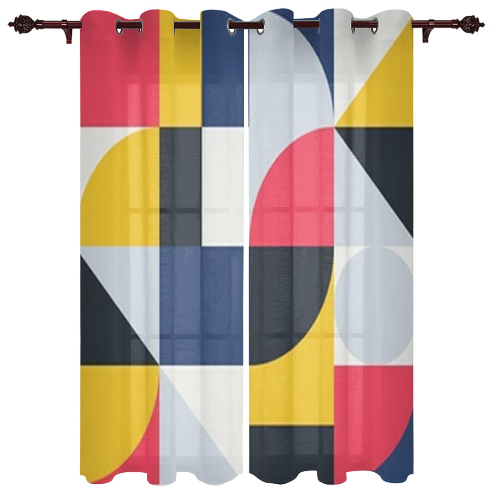 Moderne raamgordijnen voor woonkamer Abstracte geometrische wit zwarte gordijnen voor kinderslaapkamer Keukendecoratie Jaloezieën Draperieën 135W x 135H(cm) x2