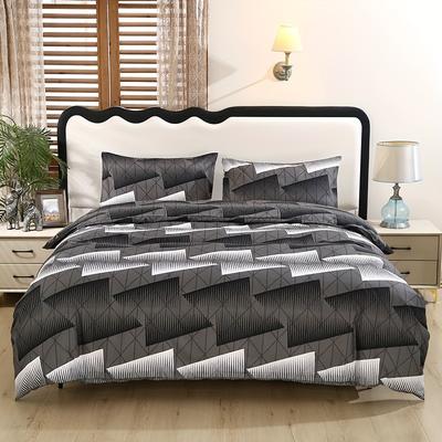 3pcs Polyester Printed Floral Soft Skin-Friendly Quilt Cover Three-Piece Set (One Quilt Cover Plus Two Pillowcases) Suitable